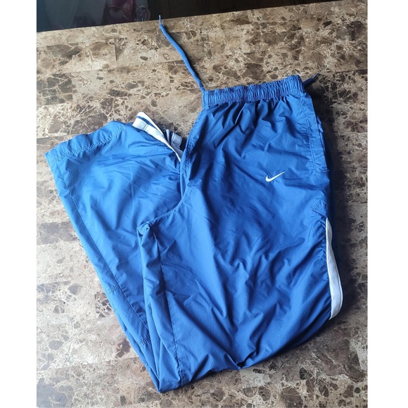 Mens Blue Athletic Sporty Track Pants Elastic Waistband Activewear Casual - Picture 1 of 6